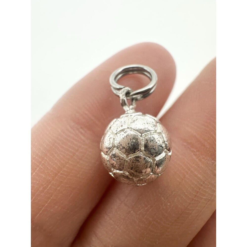 925 Sterling Silver 3D Soccer Ball Charm